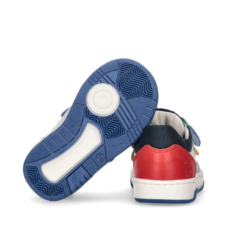 Sneakers da bambino in pelle multicolor con doppio velcro